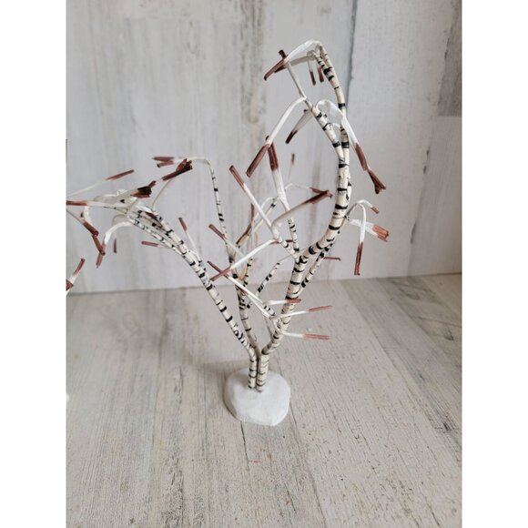 Dept 56 bare branch tree white stripped village accessory Xmas set - Picture 4 of 8